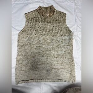 Carlisle Gold and Cream Sleeveless Sweater